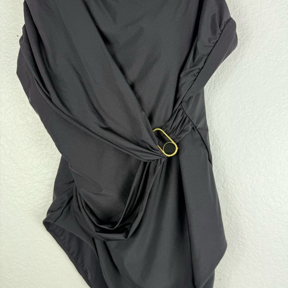 Trina Turk Monaco assymetrical one piece black swimsuit size 8 - Picture 6 of 8
